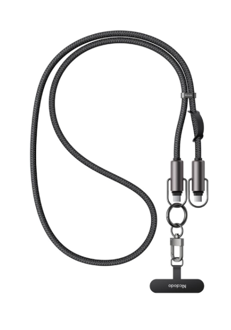 Mcdodo 60W 2-in-1 USB-C to USB-C Charging Crossbody Phone Lanyard 1.2m สายชาร์จ (USB-C to USB-C | PD | 1.2M | 60W) - Black